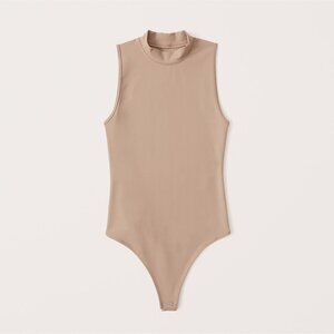 Abercrombie & Fitch Seamless Mockneck Sleeveless Bodysuit NWT  Large L Nude Tan